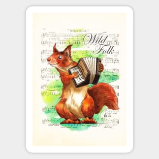 Wild Folk - Squirrel on squeezebox Sticker